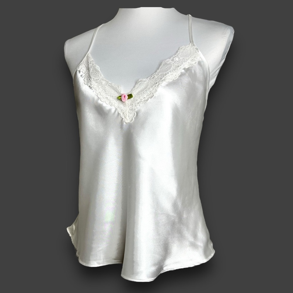 In Bloom White Camisole with Lace Trim